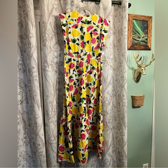 Steve Madden grapefruit White pink Yellow Flutter Sleeve maxi/midi Sundress, NWT - Picture 3 of 6